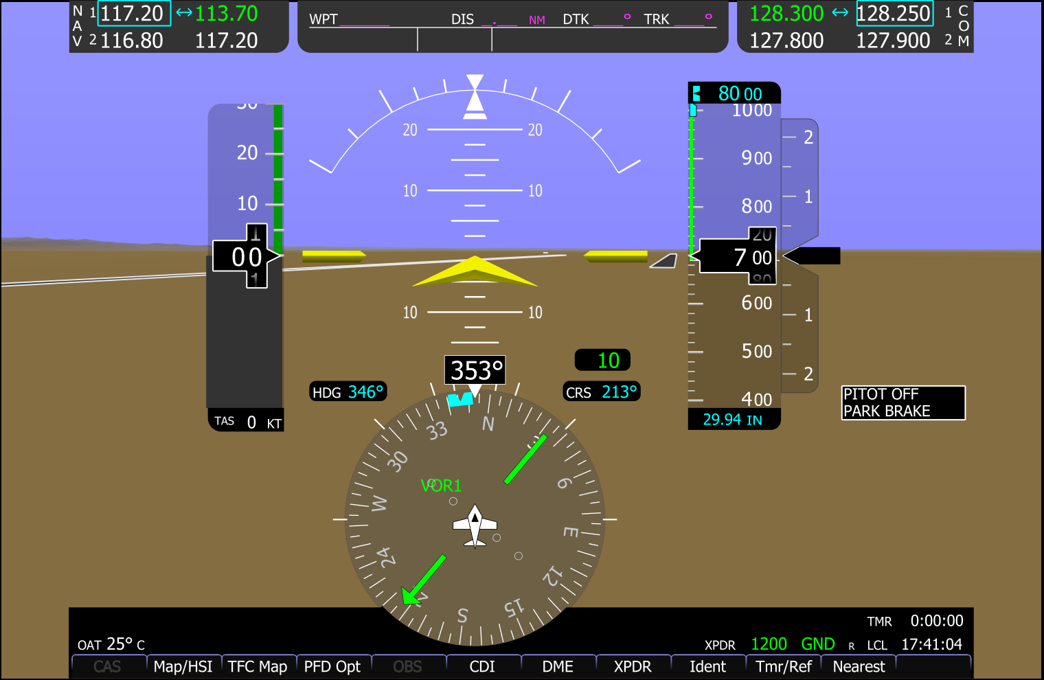 GA Glass Cockpit NX SVT with terrain at Denver