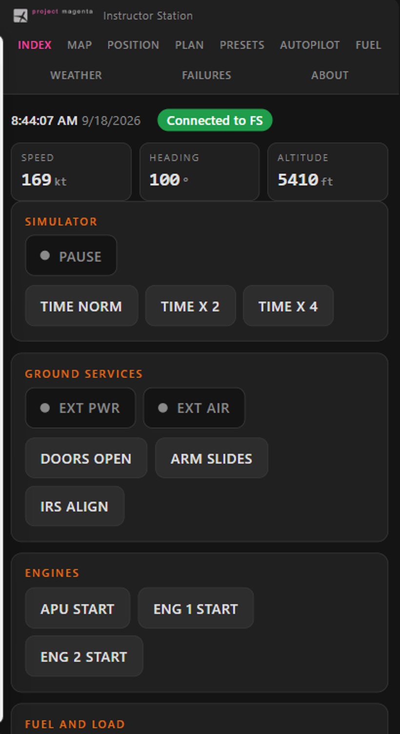 The Instructor Station browser page on a phone