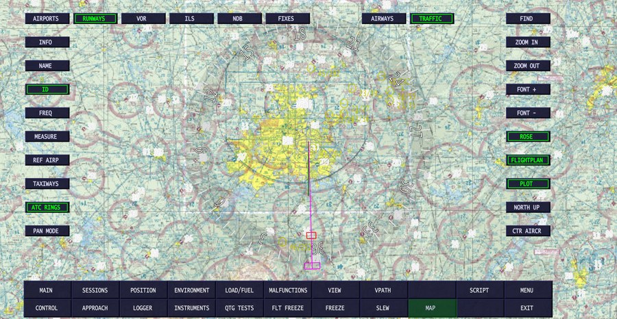 FAA VFR sectional under the aircraft on the Instructor Station map